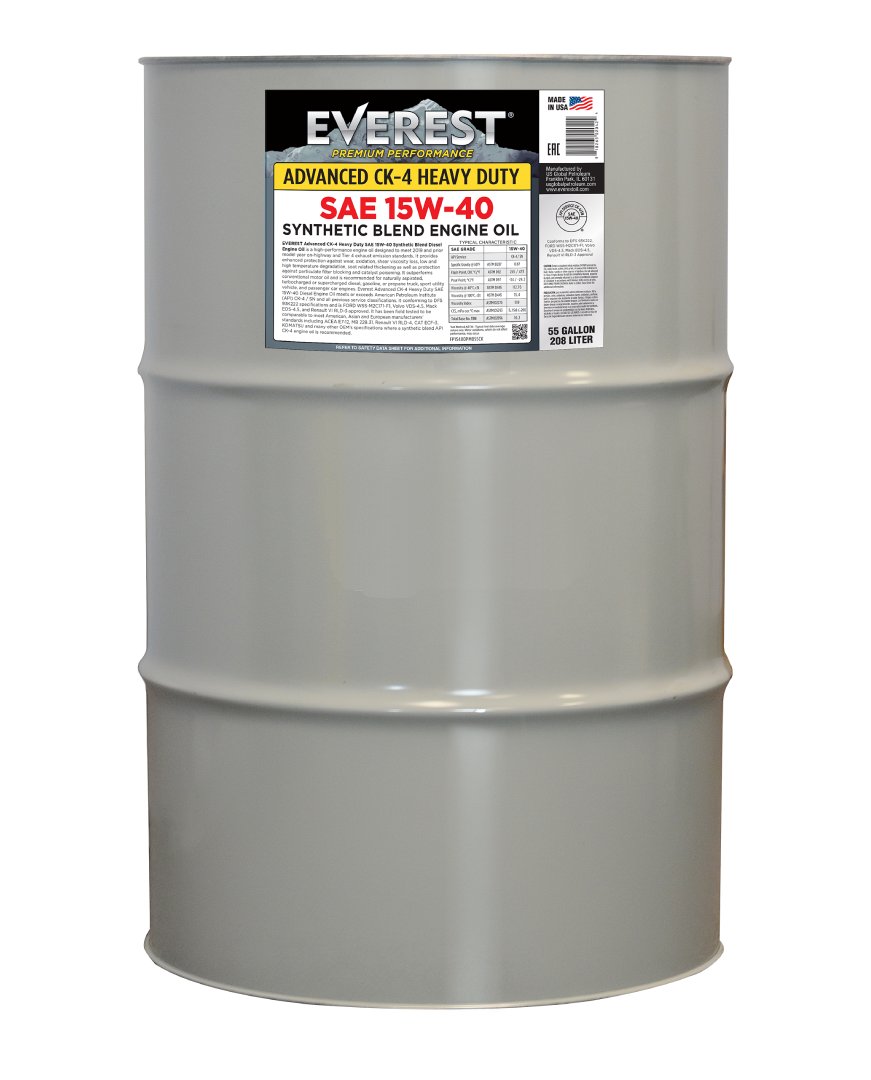 Aceite para motor diésel EVEREST Advanced CK-4 de mezcla sintética de servicio pesado SAE 15W-40