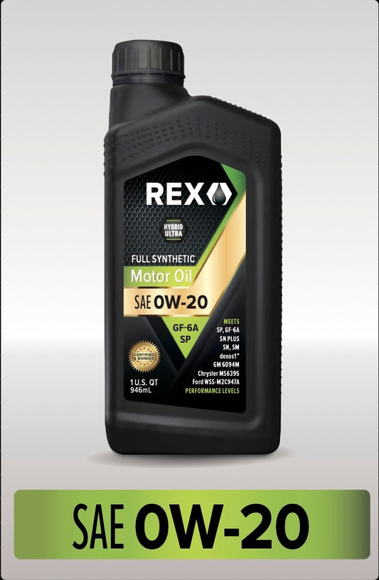 REX Full Synthetic SAE 0W-20 Motor Oil (Meets SN Performance Level)