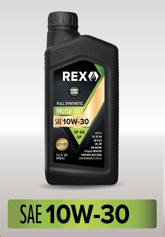 REX Full Synthetic SAE 10W-30 Motor Oil (Meets SN Performance Level)