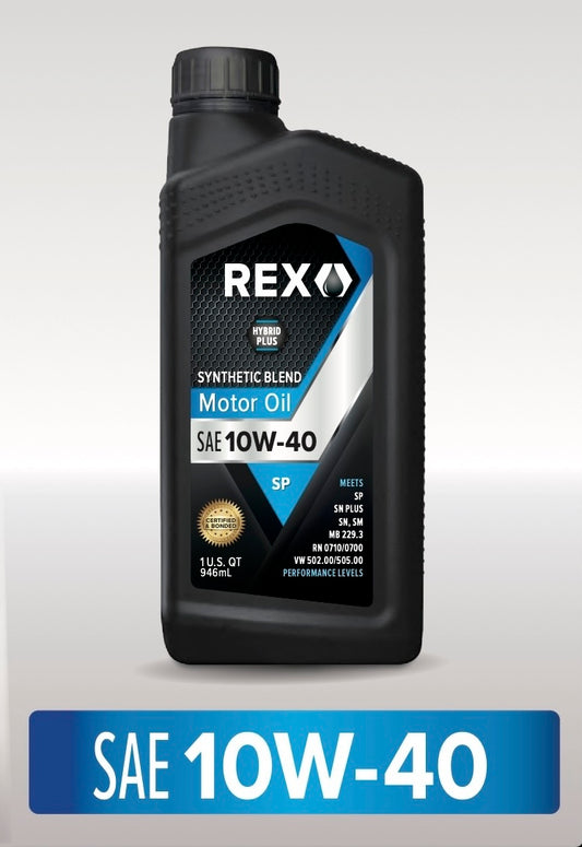 REX Synthetic Blend SAE 10W-40 Motor Oil (Meets SN Performance Level)