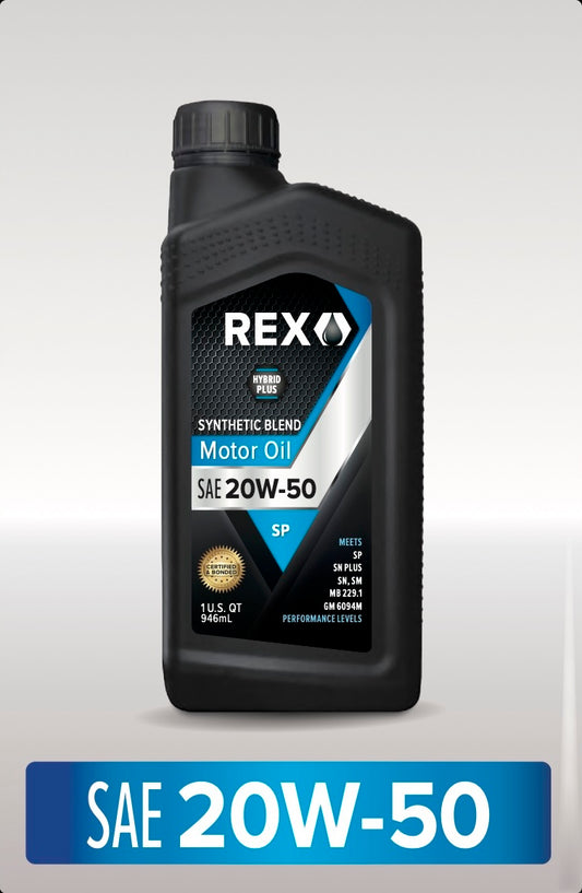 REX Synthetic Blend SAE 20W-50 Motor Oil (Meets SN Performance Level)