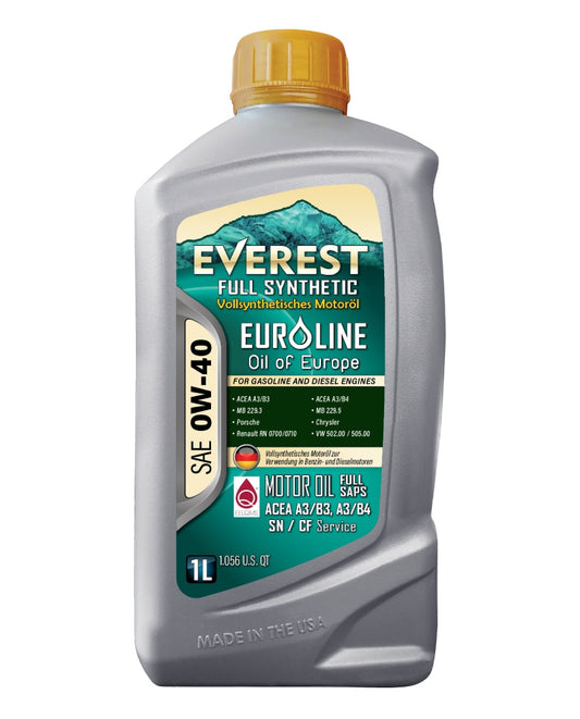 EVEREST Full Synthetic EuroLine SAE 0W-40 SN / CF ACEA A3/B3, A3/B4 Motor Oil FULL SAPS