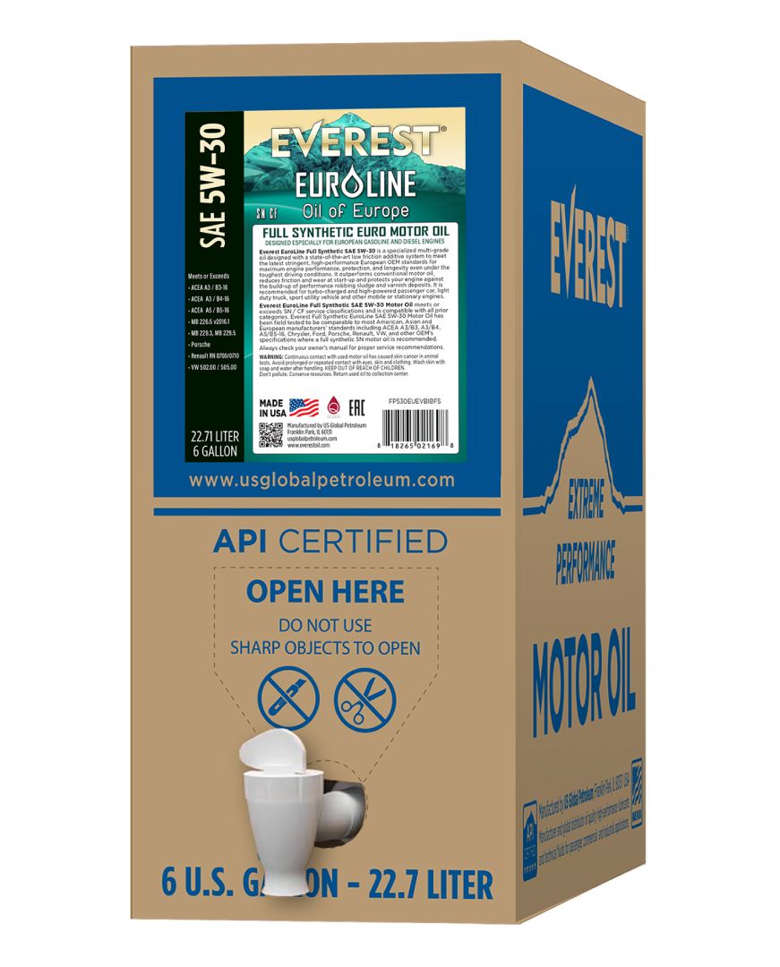 EVEREST Full Synthetic EuroLine SAE 5W-30 SN / CF ACEA A3/B4, A5/B5 Motor Oil FULL SAPS