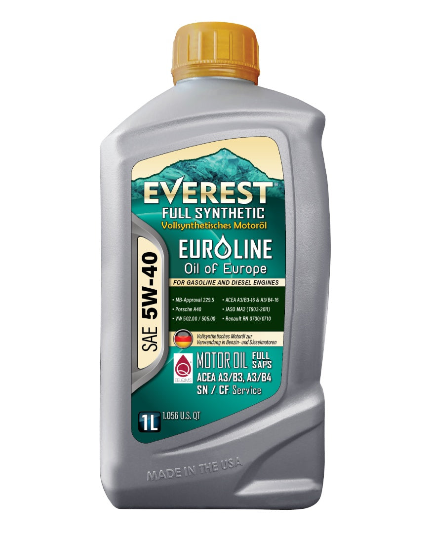 EVEREST Full Synthetic EuroLine SAE 5W-40 SP / CF MB-Approval 229.5, VW 502 / 505, Porsche A40 Motor Oil FULL SAPS