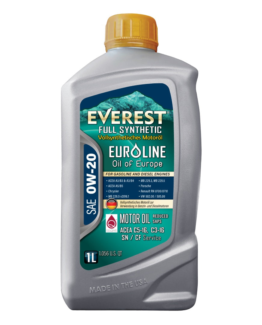 EVEREST Full Synthetic EuroLine SAE 0W-20 SN / CF C5-16, C3-16 Motor Oil Reduced SAPS