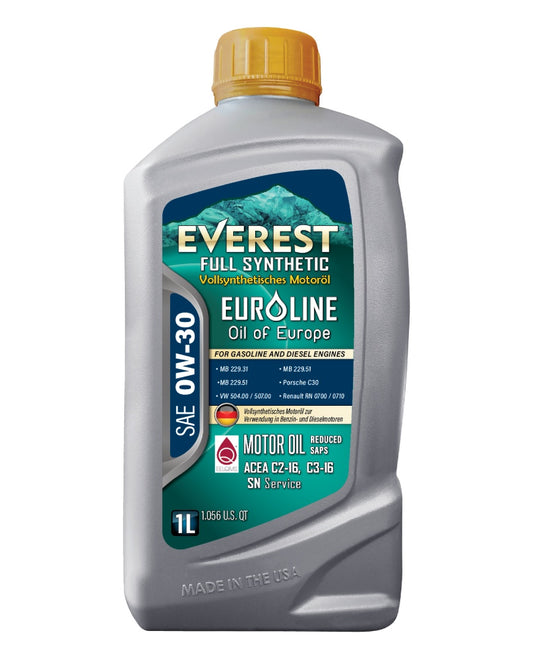 Aceite de motor EVEREST totalmente sintético EuroLine SAE 0W-30 SN C2 / C3 con SAP reducido