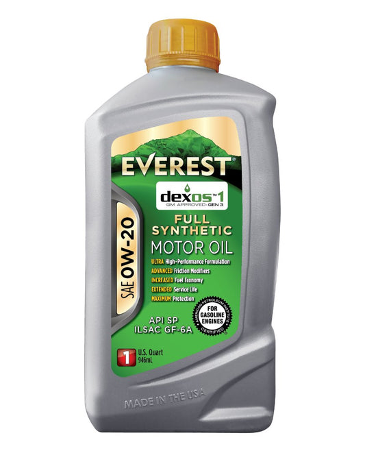 Aceite de motor EVEREST totalmente sintético Dexos Gen 3 SAE 0W-20 SP/GF-6A