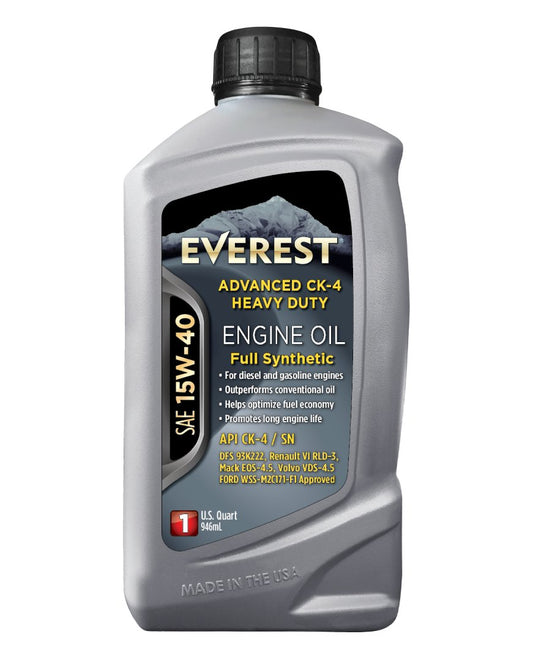 Aceite para motores diésel EVEREST Advanced CK-4 totalmente sintético de servicio pesado SAE 15W-40 API CK-4 SN